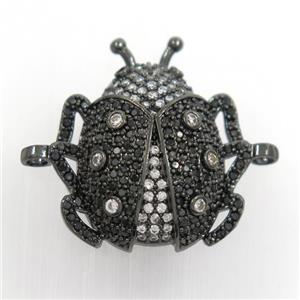 copper beetle connector paved zircon, black plated, approx 22-25mm [FDZN7264]
