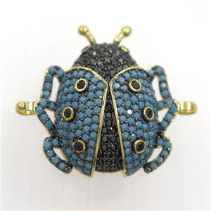copper beetle connector paved zircon, gold plated, approx 22-25mm [FDZN7266]