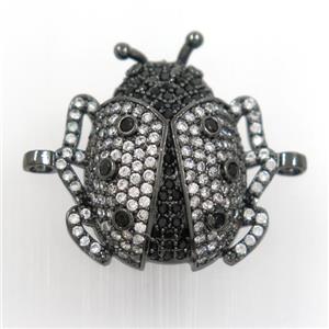 copper beetle connector paved zircon, black plated, approx 22-25mm [FDZN7269]