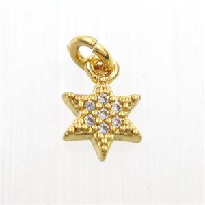 copper star pendants paved zircon, gold plated, approx 7.5mm dia [FDZN7312]