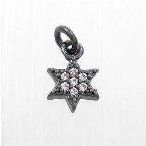 copper star pendants paved zircon, black plated, approx 7.5mm dia [FDZN7313]