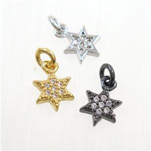 copper star pendants paved zircon, mix color, approx 7.5mm dia [FDZN7314]