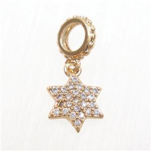 copper star pendants paved zircon, rose gold, approx 10mm dia [FDZN7315]