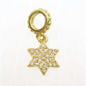 copper star pendants paved zircon, gold plated, approx 10mm dia [FDZN7317]
