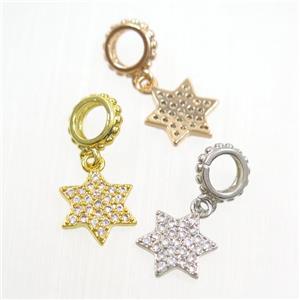 copper star pendants paved zircon, mix color, approx 10mm dia [FDZN7318]