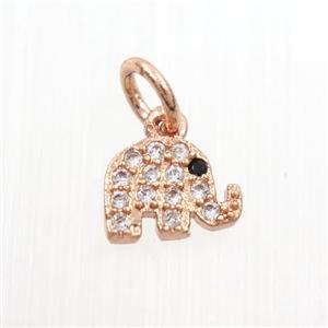 copper elephant pendants paved zircon, rose gold, approx 5.5-7.5mm [FDZN7324]