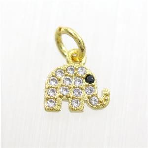copper elephant pendants paved zircon, gold plated, approx 5.5-7.5mm [FDZN7326]
