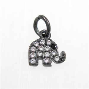 copper elephant pendants paved zircon, black plated, approx 5.5-7.5mm [FDZN7327]