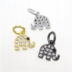 copper elephant pendants paved zircon, mix color, approx 5.5-7.5mm [FDZN7328]