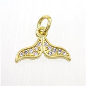 Copper Mermaid Tail Pendant Pave Zircon Gold Plated, approx 6-13.5mm [FDZN7331]