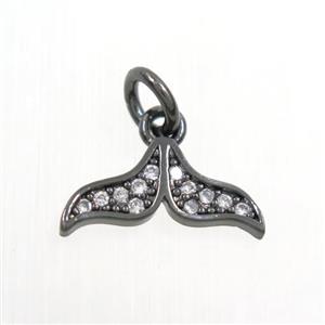 Copper Mermaid Tail Pendant Pave Zircon Black Plated, approx 6-13.5mm [FDZN7332]