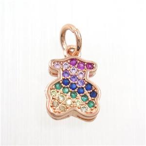 copper bear pendants paved zircon, rose gold, approx 8-9mm [FDZN7334]