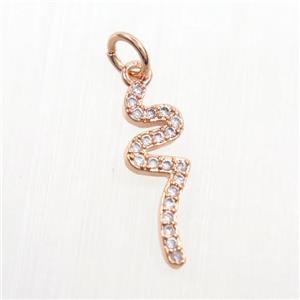 copper snake pendants paved zircon, rose gold, approx 6-18mm [FDZN7339]