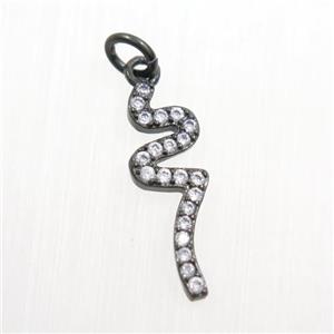 copper snake pendants paved zircon, black plated, approx 6-18mm [FDZN7342]