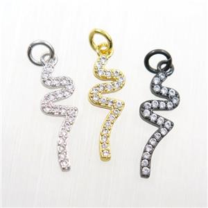 copper snake pendants paved zircon, mix color, approx 6-18mm [FDZN7343]