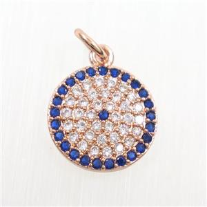 copper circle pendants paved zircon, rose gold, approx 12mm dia [FDZN7344]