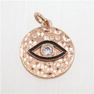 copper eye pendants paved zircon, rose gold, approx 14.5mm dia [FDZN7359]