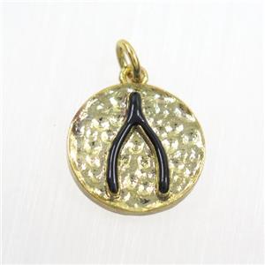 copper Wishbone pendants, gold plated, approx 14.5mm dia [FDZN7365]