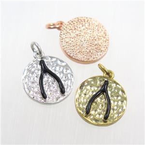 copper Wishbone pendants, mix color, approx 14.5mm dia [FDZN7366]