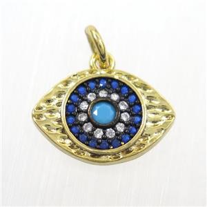 copper eye pendants paved zircon, gold plated, approx 10.5-15mm [FDZN7377]