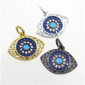 copper eye pendants paved zircon, mix color, approx 10.5-15mm [FDZN7379]