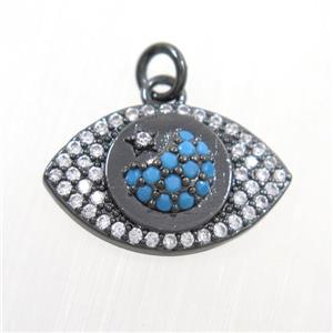 copper eye pendants paved zircon, black plated, approx 12-20mm [FDZN7383]