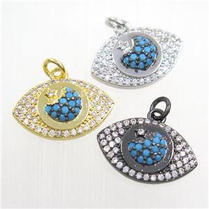 copper eye pendants paved zircon, mix color, approx 12-20mm [FDZN7384]