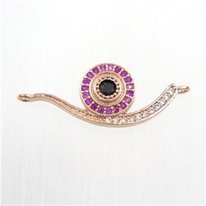 copper snail connector paved zircon, rose gold, approx 11-25mm [FDZN7385]