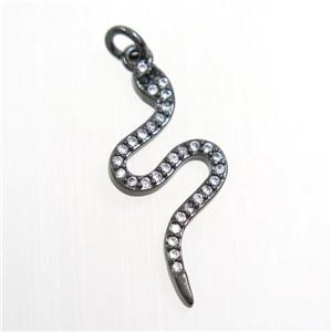 copper snake pendants paved zircon, black plated, approx 12-27mm [FDZN7397]