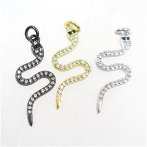 copper snake pendants paved zircon, mix color, approx 12-27mm [FDZN7398]