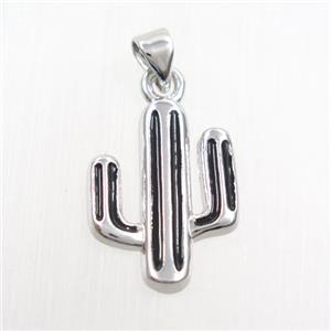 copper cactus pendants, platinum plated, approx 15-20mm [FDZN7400]