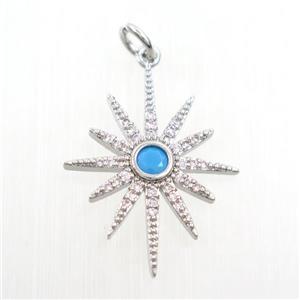 copper northStar pendants paved zircon, platinum plated, approx 19-25mm [FDZN7404]