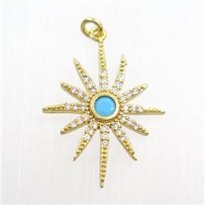 copper northStar pendants paved zircon, gold plated, approx 19-25mm [FDZN7405]