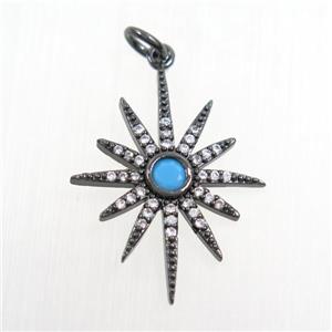 copper northStar pendants paved zircon, black plated, approx 19-25mm [FDZN7406]