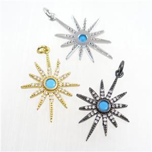 copper northStar pendants paved zircon, mix color, approx 19-25mm [FDZN7407]