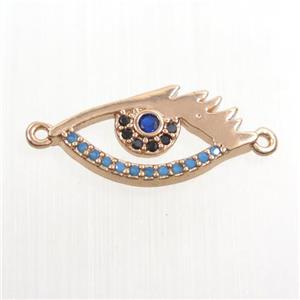 copper eye connector paved zircon, rose gold, approx 9-18mm [FDZN7408]