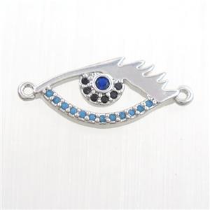 copper eye connector paved zircon, platinum plated, approx 9-18mm [FDZN7409]