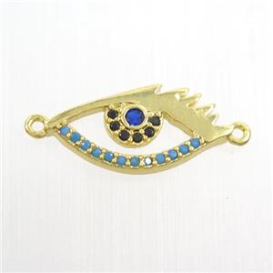 copper eye connector paved zircon, gold plated, approx 9-18mm [FDZN7410]