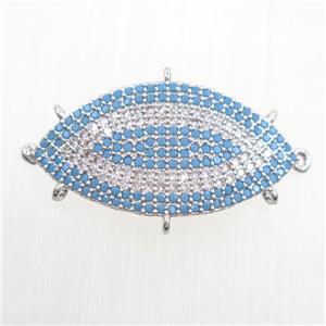 copper eye connector paved zircon, platinum plated, approx 15-30mm [FDZN7413]