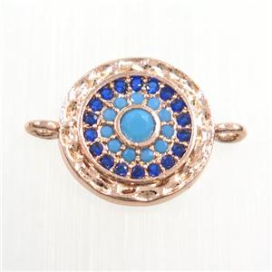 copper circle connector paved zircon, rose gold, approx 12mm dia [FDZN7416]