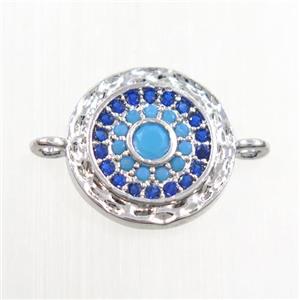 copper circle connector paved zircon, platinum plated, approx 12mm dia [FDZN7417]