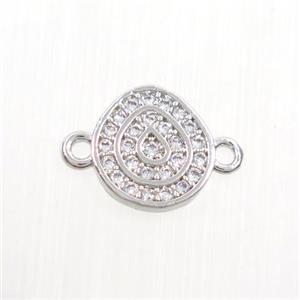 copper connector paved zircon, fire, platinum plated, approx 9mm dia [FDZN7432]