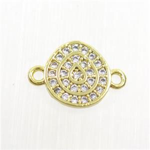 copper connector paved zircon, fire, gold plated, approx 9mm dia [FDZN7433]