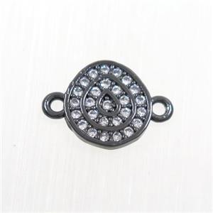 copper connector paved zircon, fire, black plated, approx 9mm dia [FDZN7434]