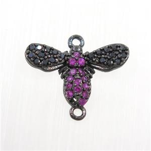 copper honeybee connector paved zircon, black plated, approx 10-16mm [FDZN7496]