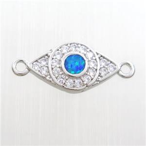copper eye connector paved zircon with fire opal, platinum plated, approx 7.5-14mm [FDZN7525]
