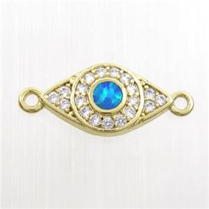 copper eye connector paved zircon with fire opal, gold plated, approx 7.5-14mm [FDZN7526]