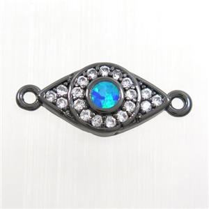 copper eye connector paved zircon with fire opal, black plated, approx 7.5-14mm [FDZN7527]