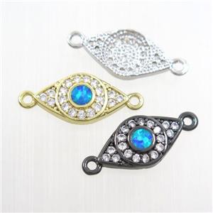 copper eye connector paved zircon with fire opal, mix color, approx 7.5-14mm [FDZN7528]