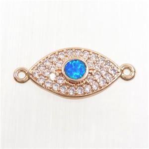 copper eye connector paved zircon with fire opal, rose gold, approx 9-15mm [FDZN7549]